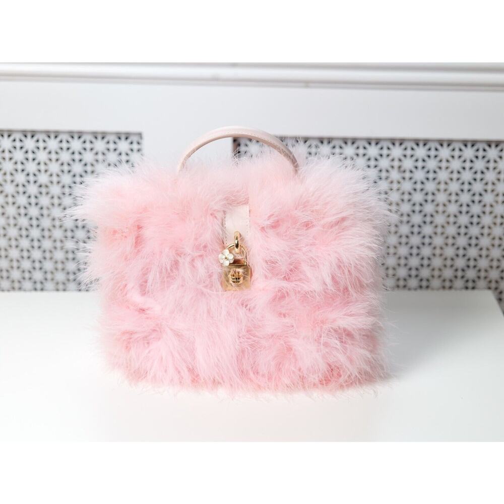 Dolce & Gabbana Pink Fluffy Marabou Feather Golden Lock Clutch Bag RRP €3,875